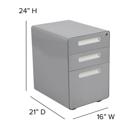 Flash Furniture 3 Drawer Filing Cabinet, Gray HZ-AP535-01-GRY-GG